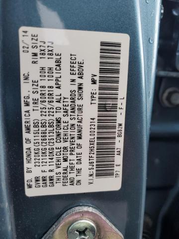 5J6TF2H5XEL002314 - 2014 HONDA CROSSTOUR EXL Türkis Foto 14