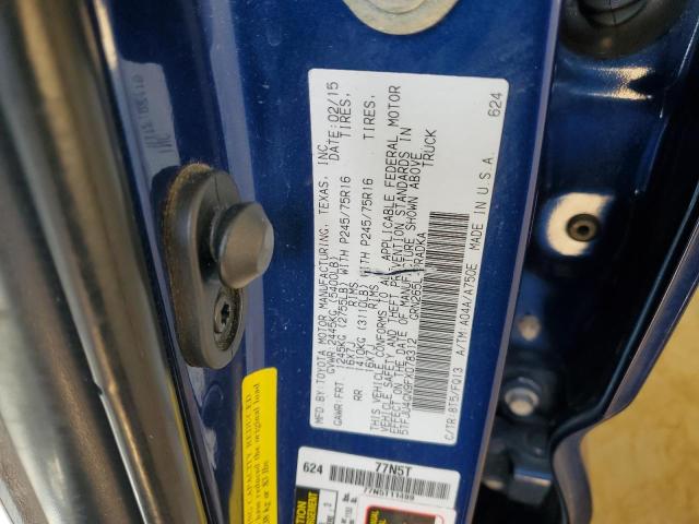 5TFJU4GN9FX078312 - 2015 TOYOTA TACOMA DOUBLE CAB PRERUNNER BLUE photo 12