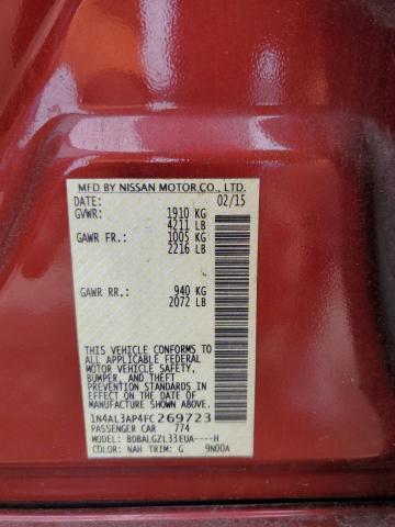 1N4AL3AP4FC269723 - 2015 NISSAN ALTIMA 2.5 RED photo 12