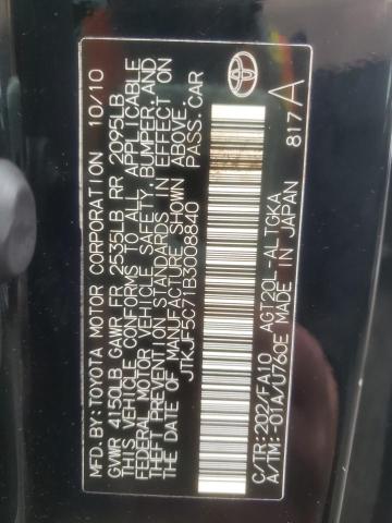 JTKJF5C71B3008840 - 2011 TOYOTA SCION TC 黑色 照片 13