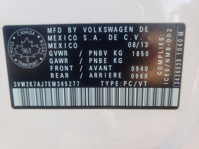 3VW2K7AJ7EM365277 - 2014 VOLKSWAGEN JETTA BASE 白色 照片 12