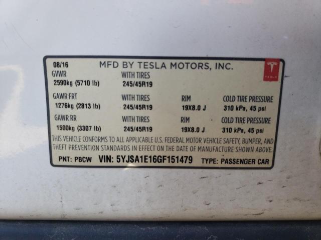 5YJSA1E16GF151479 - 2016 TESLA MODEL S Ağ foto 12