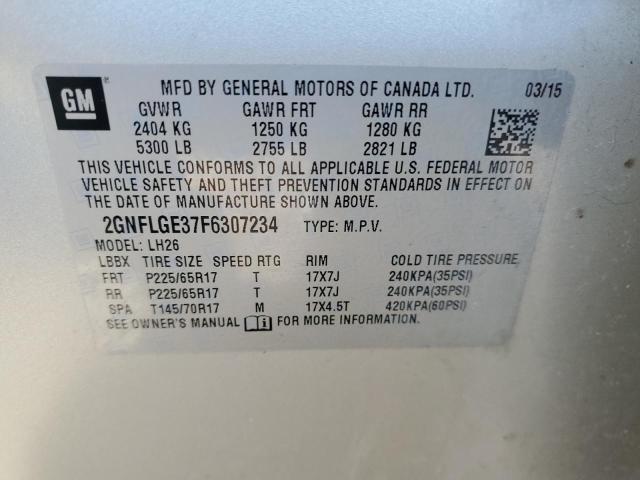 2GNFLGE37F6307234 - 2015 CHEVROLET EQUINOX LT BEIGE photo 12