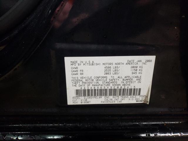 4A3AB46SX9E002415 - 2009 MITSUBISHI GALANT SPORT BLACK photo 13