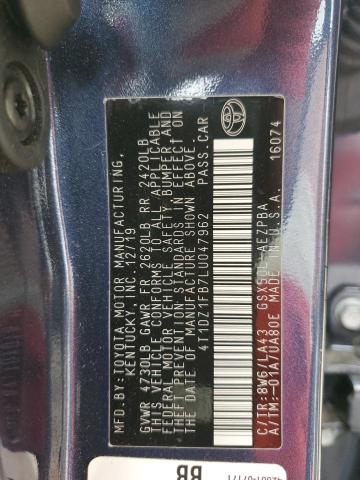 4T1DZ1FB7LU047962 - 2020 TOYOTA AVALON LIMITED BLUE photo 12