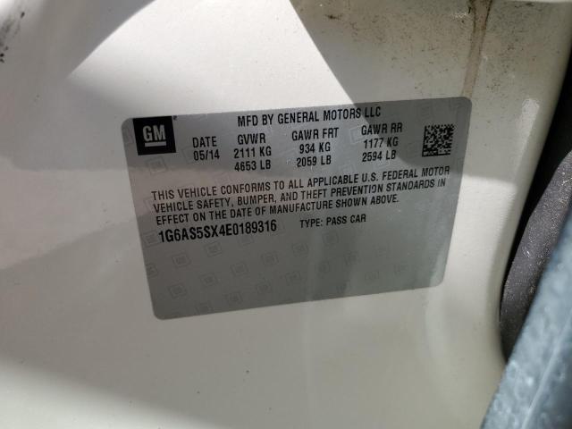 1G6AS5SX4E0189316 - 2014 CADILLAC CTS PERFORMANCE COLLECTION Белый фото 12