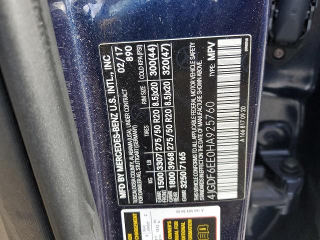 4JGDF6EE0HA925760 - 2017 MERCEDES-BENZ GLS 450 4MATIC BLUE photo 13