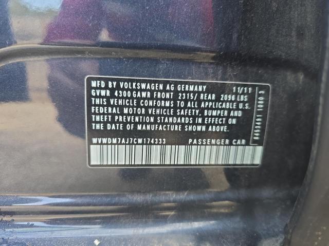 WVWDM7AJ7CW174333 - 2012 VOLKSWAGEN GOLF GRAY photo 10
