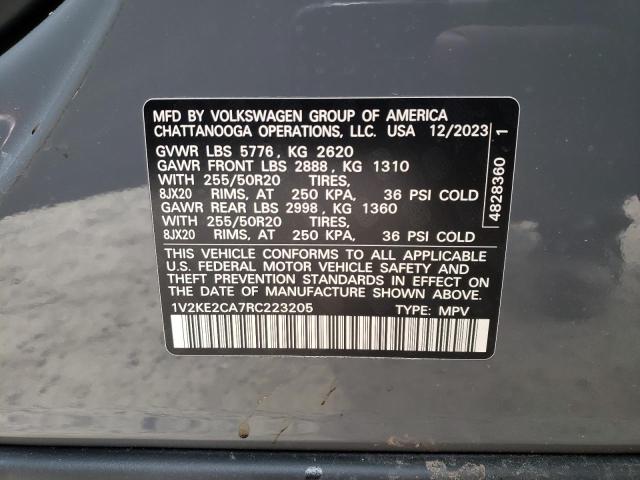 1V2KE2CA7RC223205 - 2024 VOLKSWAGEN ATLAS CROS SE GRAY photo 13