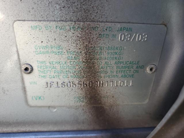 JF1SG65603H771011 - 2003 SUBARU FORESTER 2.5XS ვერცხლისფერი ფოტო 12