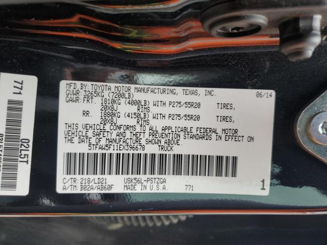 5TFAW5F11EX396678 - 2014 TOYOTA TUNDRA CREWMAX PLATINUM 黑色 照片 12