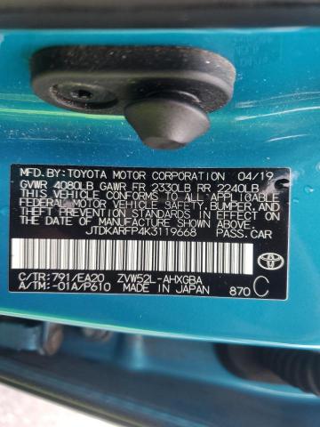 JTDKARFP4K3119668 - 2019 TOYOTA PRIUS PRIM 蓝色 照片 13