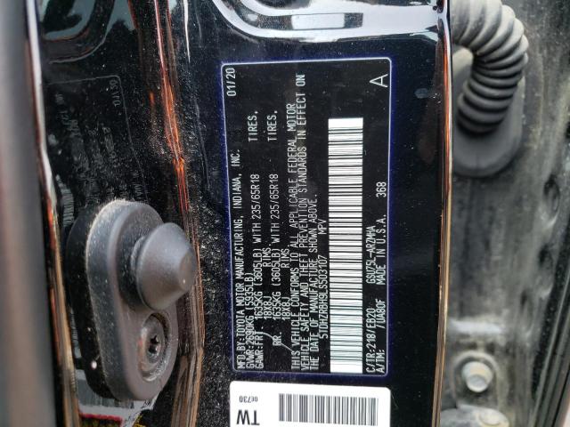 5TDHZRBH9LS503107 - 2020 TOYOTA HIGHLANDER XLE BLACK photo 12