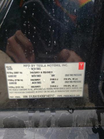 5YJSA1E43GF142717 - 2016 TESLA MODEL S Qara foto 12