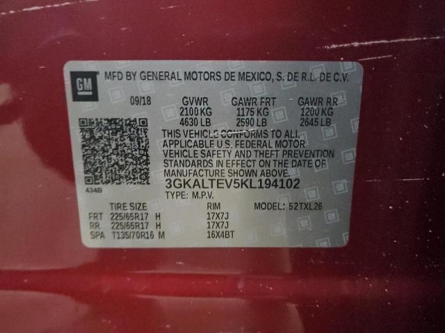 3GKALTEV5KL194102 - 2019 GMC TERRAIN SLE RED photo 13