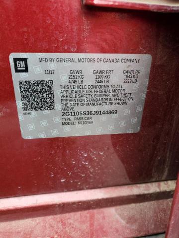 2G1105S36J9144869 - 2018 CHEVROLET IMPALA LT Bordo foto 12