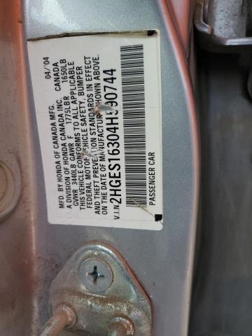 2HGES16304H590744 - 2004 HONDA CIVIC DX VP SILVER photo 12