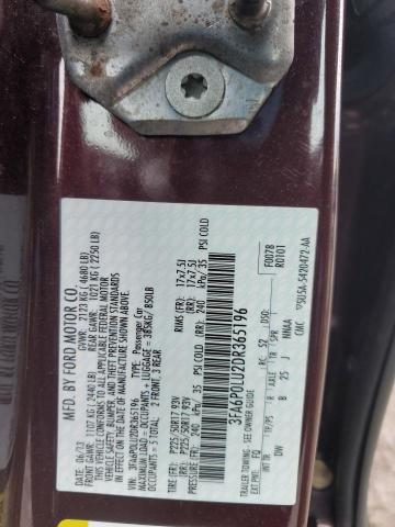 3FA6P0LU2DR365196 - 2013 FORD FUSION SE HYBRID MAROON photo 12