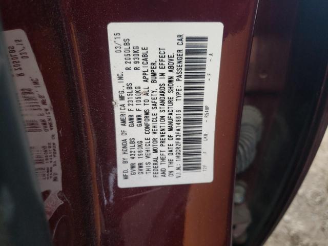 1HGCR2F83FA149616 - 2015 HONDA ACCORD EXL BURGUNDY photo 12