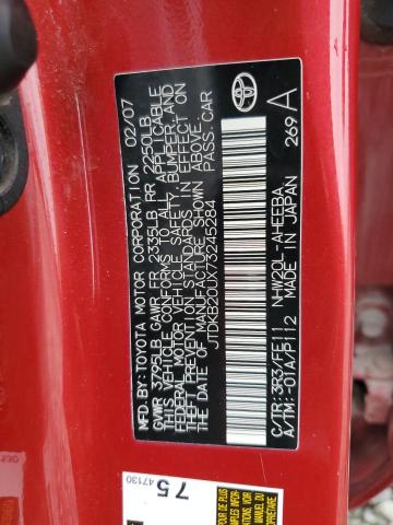 JTDKB20UX73245284 - 2007 TOYOTA PRIUS RED photo 12