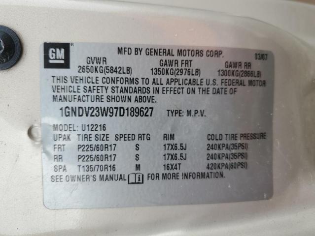 1GNDV23W97D189627 - 2007 CHEVROLET UPLANDER LS 米色 照片 13