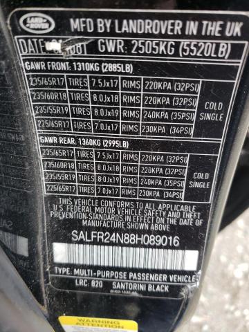 SALFR24N88H089016 - 2008 LAND ROVER LR2 HSE BLACK photo 13