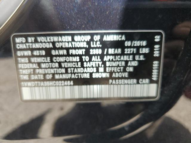 1VWDT7A35HC022464 - 2017 VOLKSWAGEN PASSAT R-LINE Schwarz Foto 12