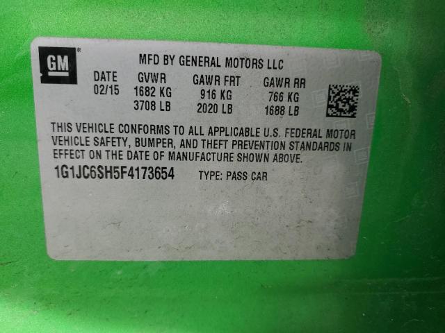 1G1JC6SH5F4173654 - 2015 CHEVROLET SONIC LT GREEN photo 13