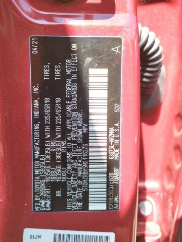 5TDHZRBH5MS116376 - 2021 TOYOTA HIGHLANDER XLE Qırmızı foto 10