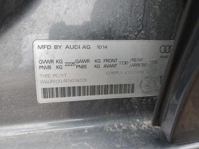 WAUFFCFL4FN018229 - 2015 AUDI A4 PREMIUM PLUS GRAY photo 12