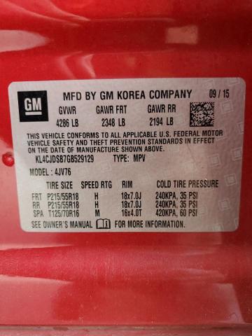 KL4CJDSB7GB529129 - 2016 BUICK ENCORE PREMIUM RED photo 14