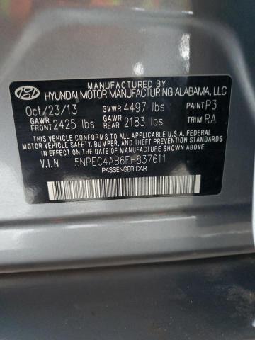 5NPEC4AB6EH837611 - 2014 HYUNDAI SONATA SE GRAY photo 12