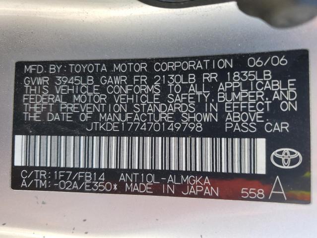 JTKDE177470149798 - 2007 TOYOTA SCION TC 银色 照片 13