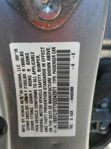 19XFC1F77GE042971 - 2016 HONDA CIVIC EXL SILVER photo 12