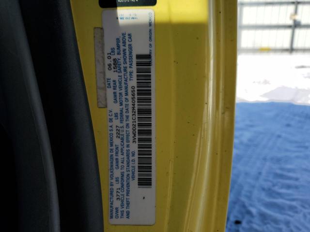 3VWDD21C32M405650 - 2002 VOLKSWAGEN NEW BEETLE GLX ყვითელი ფოტო 12