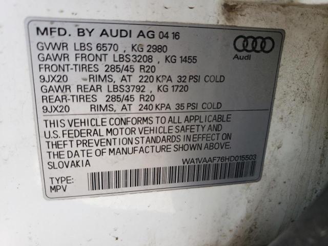 WA1VAAF76HD015503 - 2017 AUDI Q7 PRESTIGE WHITE photo 13