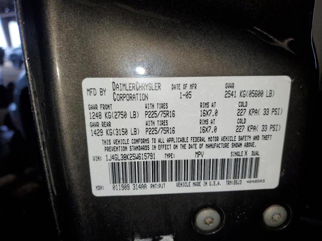 1J4GL38K25W615791 - 2005 JEEP LIBERTY RENEGADE CHARCOAL photo 13