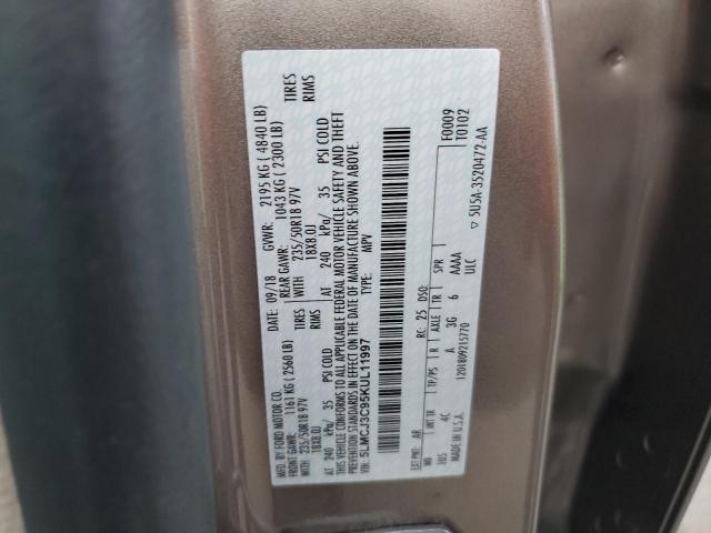 5LMCJ3C95KUL11997 - 2019 LINCOLN MKC RESERVE GRAY photo 12