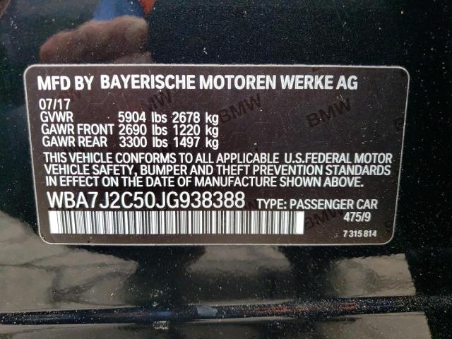 WBA7J2C50JG938388 - 2018 BMW 740 XE BLACK photo 12