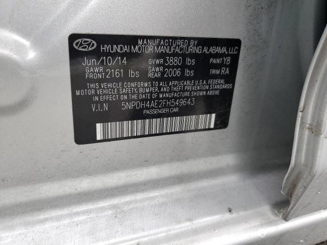 5NPDH4AE2FH549643 - 2015 HYUNDAI ELANTRA SE SILVER photo 13