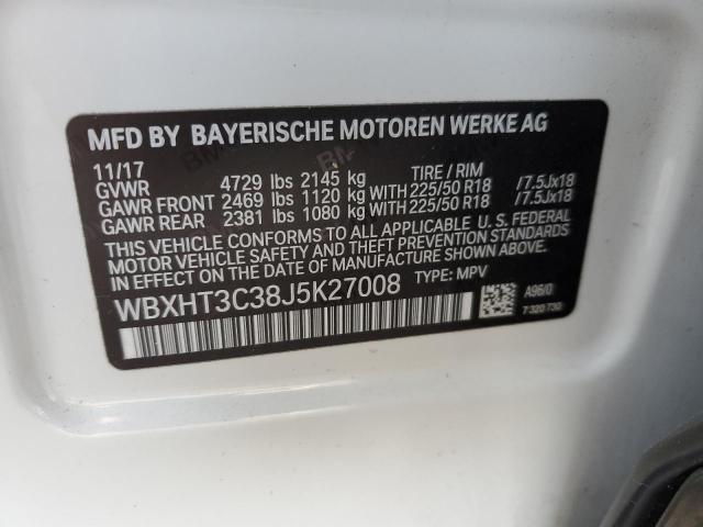 WBXHT3C38J5K27008 - 2018 BMW X1 XDRIVE28I WHITE photo 12