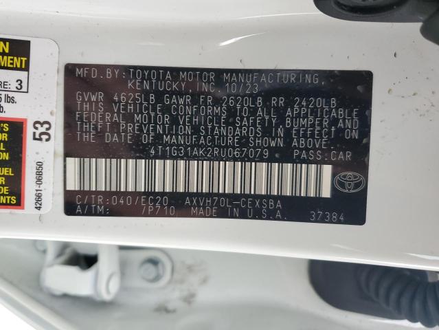 4T1G31AK2RU067079 - 2024 TOYOTA CAMRY SE NIGHT SHADE WHITE photo 12