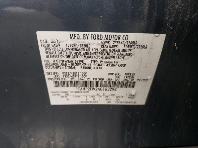 1FAHP2FW2AG163298 - 2010 FORD TAURUS LIMITED BLUE photo 12