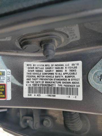 19XFA1F6XAE064211 - 2010 HONDA CIVIC LX-S GRAY photo 12