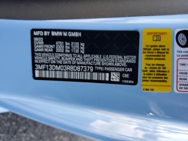 3MF13DM03R8D87379 - 2024 BMW M2 BLUE photo 13