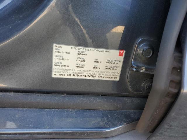 5YJSA1H15EFP47966 - 2014 TESLA MODEL S GRAY photo 13