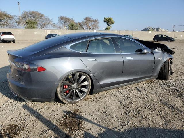 5YJSA1H15EFP47966 - 2014 TESLA MODEL S GRAY photo 3