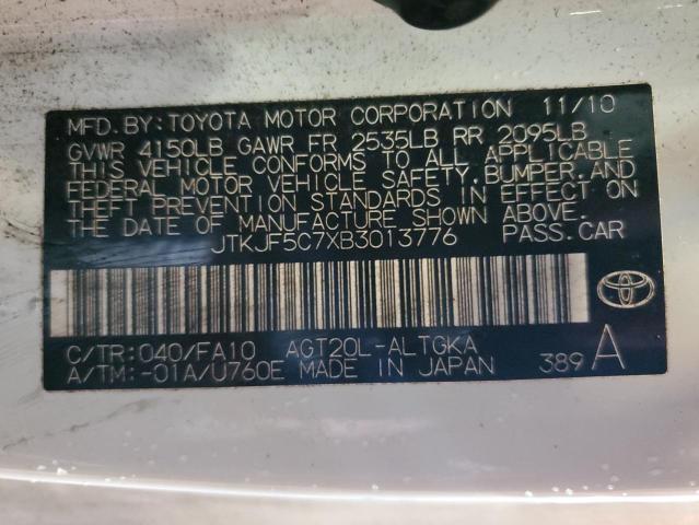 JTKJF5C7XB3013776 - 2011 TOYOTA SCION TC 白色 照片 12