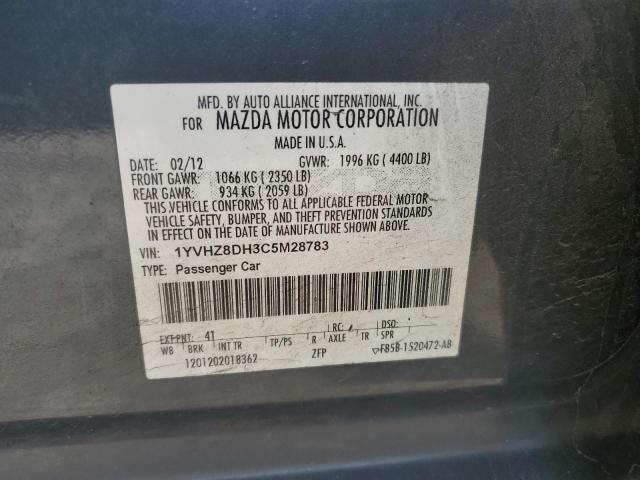 1YVHZ8DH3C5M28783 - 2012 MAZDA 6 I Սև լուսանկար 13