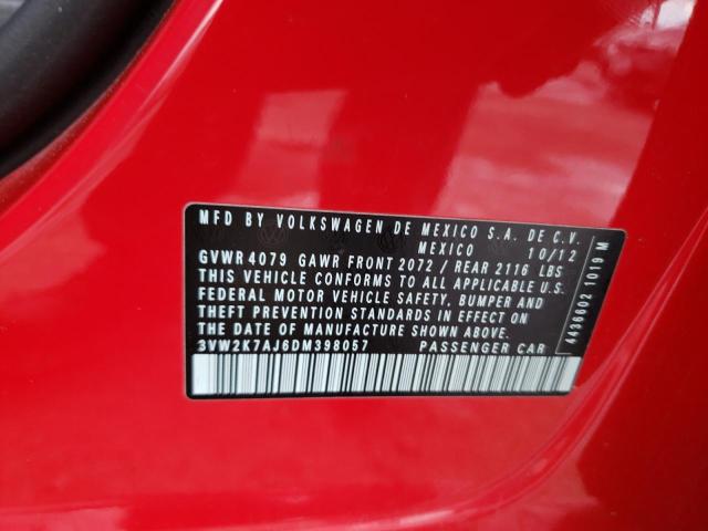 3VW2K7AJ6DM398057 - 2013 VOLKSWAGEN JETTA BASE Կարմիր լուսանկար 13